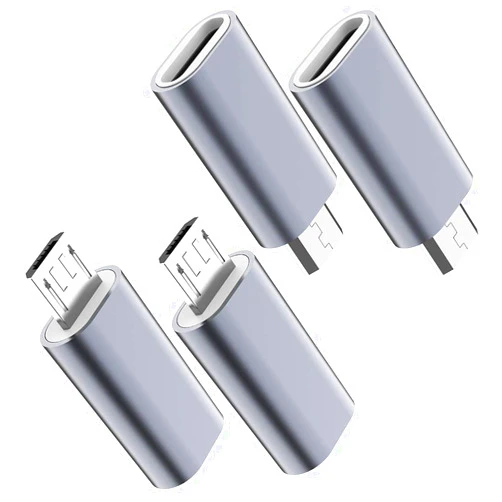 JXMOX USB C to Micro USB Adapter, (4-Pack) Type C Female to Micro USB Male Convert Connector Support Charge Data Sync Compatible with Samsung Galaxy S7 S7 Edge, Nexus 5 6 and Micro USB Devices (Grey)