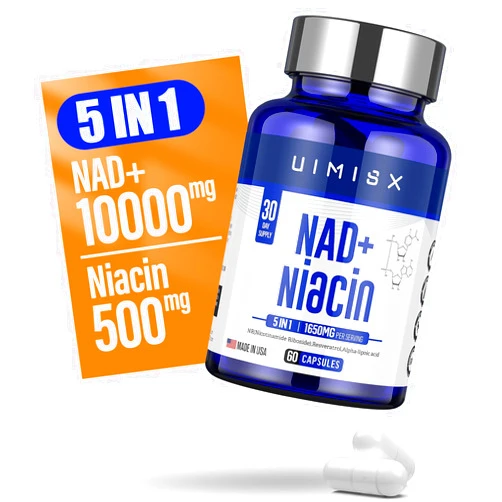 UIMISX NAD+ Supplement 1000mg & Niacin(Vitamin B3) 500mg, Nad Plus Boosting Supplement for Woman and Man, Nicotinamide Riboside (NR) Supports Anti-Aging, Energy, Brain, Muscle, Non-GMO, Gluten-Free,128