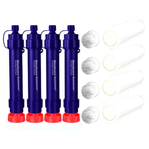 Membrane Solutions WS02 Water Filter Straw with Replacement UF Filter 0.1 Micron 4-Stage Water Purifier Backpacking Gear, Removable Portable Filtration Straw for Hiking, Camping, Outdoor Activities（8pack)