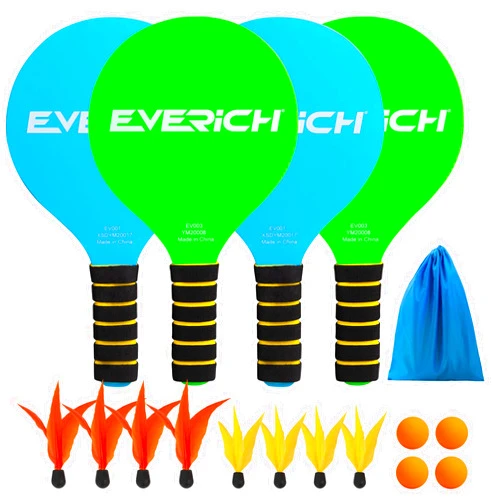 EVERICH TOY Paddle Ball Set – Indoor & Outdoor Racket Game for Kids, Teens, and Adults, Badminton & Camping Games Essentials, Fun for Beach, Yard, and Lawn Play All Year Round