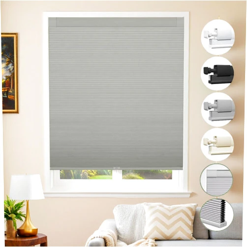 XZPALJPYSYS Cordless Cellular Window Shades，Blinds for Indoor Windows no Drill，No Tools No Drill Light，Blackout Shades，Window Blinds，Easy to Install, Clean and Operate，Gray.50Wx(12
