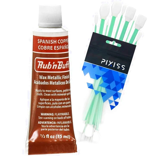 GRAS Art Bundles Rub n Buff Wax Metallic Spanish Copper, Rub and Buff Finish, 0.5-Fluid Ounce, Pixiss Blending and Application Tools for Applying Metallic Wax Paint