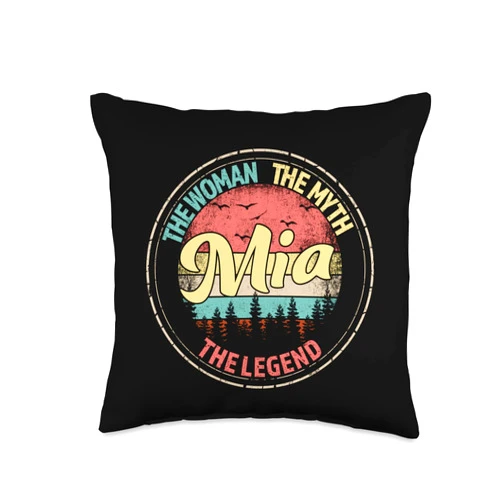 Visit Our Legendary Store With Custom Name Apparel Mia The Woman The Myth The Legend Personalized Name Throw Pillow, 16x16, Multicolor