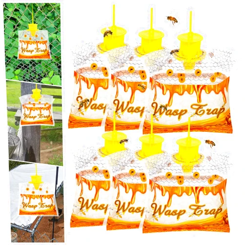 Stingmon Trap 6 Pack Disposable Wasp Traps Outdoor Hanging Carpenter Bee Traps for Outside Yellow Jacket Traps Hornet Trap Wasp Catcher Killer for Bug Flies Patio Garden