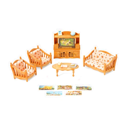 Calico Critters Comfy Living Room Set - Toy Dollhouse Furniture & Accessories Set for Ages 3+