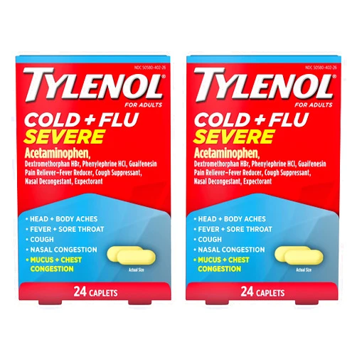 TYLENOL Cold + FLU Multi-Action Day Caplets, Pack of 2