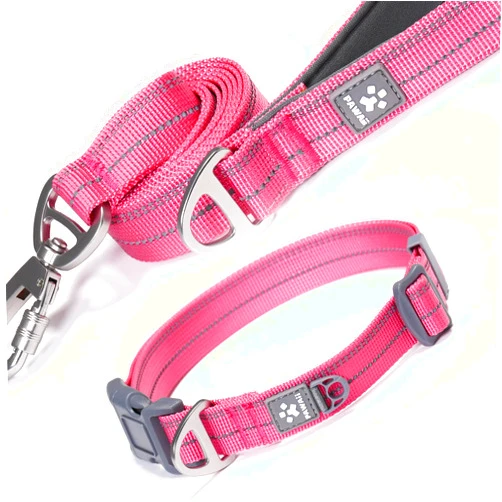 Pawaii Dog Collar and Leash Set, Personalized Dog Collar with Reflective Dog Leash, Dog Collar and Leash for Small Dogs Adjustable Size