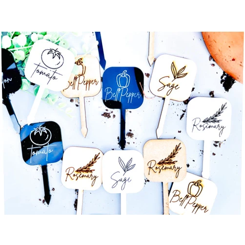 DesignLEE Studio Vegetable Garden Stakes for Herb Plant Markers Handmade Garden Marker Plant Label Garden Marker Acrylic Garden Stake Gardener's Gift for Mom (Name: Oregano, Choose Material: MDF)