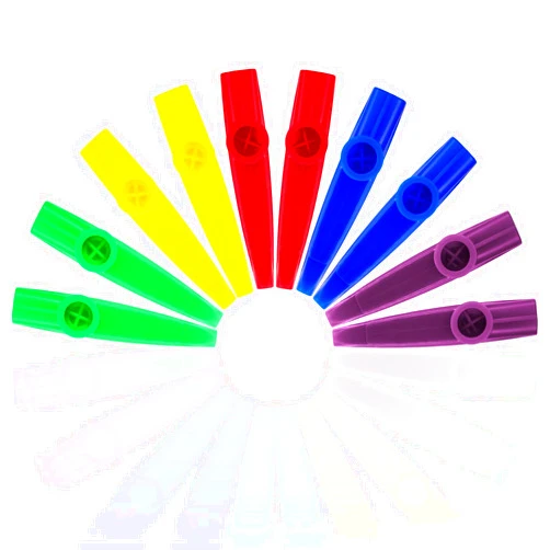 Blulu Plastic Kazoos Musical Instruments with Kazoo Flute Diaphragms for Gift, Prize and Party Favors, 5 Colors (10 Pieces)