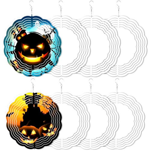 MIVERYEA 8 Pack 8 Inch Sublimation Wind Spinner Blanks, 3D Aluminum Hanging DIY Crafts Ornaments for Indoor Outdoor Garden Yard Decoration Heat Press Transfer Sublimation Blank Gift (Round)