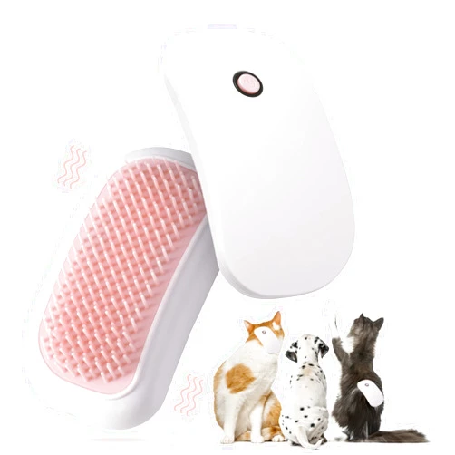 Fuigarry 2 Packs Electric Massage Pet Hair Brushes, Hand-Held Portable Vibration Brushes, Remove Loose Hair of Cats and Dogs, TPE Soft Tooth Comb, Suitable for Pet Massage and Play Toys-Pink