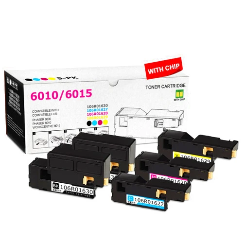 IGUGNIK 5 Pack 106R01630 106R01627 106R01628 106R01629 BK/C/M/Y Toner Cartridge High Yield 6010 6010 6015 Compatible Xerox 6010 Toner for Xerox Phaser 6000 Phaser 6010 WorkCentre 6015 Printer