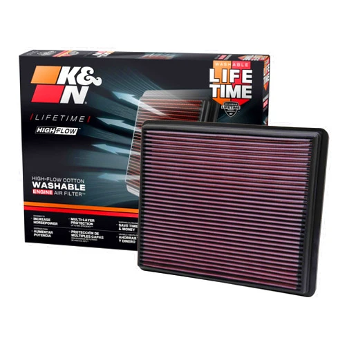 K&N High-Flow Original Lifetime Engine Air Filter: Increase Power & Towing, Washable, Premium: Compatible with 1999-2019 Chevy/GMC (Silverado, Suburban, Tahoe, Sierra, Yukon, Avalanche) 33-2129