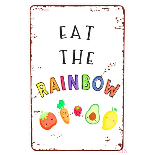 Viryty Education Wall Art for Office Eat The Rainbow Classroom Fun Posters for KidsPlayroom ArtVeggies Poster for KidsFun Education Learning Foods Tin Signs Home Cute Wall Decor Metal Poster 8x12 inch