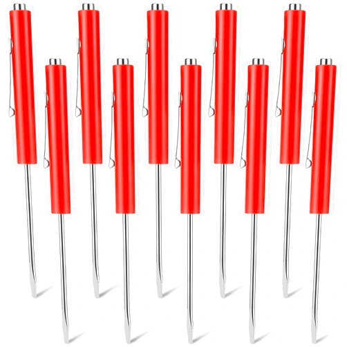 Honoson 10 Pieces Pocket Screwdriver Mini Tops and Pocket Clips Magnetic Slotted Small Screw Driver with a Single Blade Head for Mechanical, Electrician(Red)