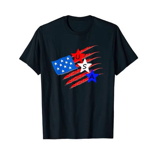 Morgan Curio American USA American Flag Stars and Stripes T-Shirt