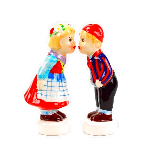 Essence of Europe Gifts Danish Kissing Couple Collectible Ceramic Salt and Pepper Shakers Set by E.H.G