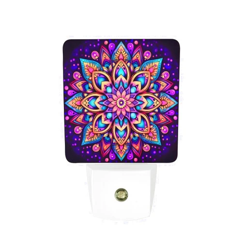 JJoias Colorful-kaleidos-Print Night Light Plug Into Wall with Dusk to Dawn Sensor LED Sleep Friendly Lamp for Boys Girls Men Women Home Decor, 11.5x7.5x5cm, style-5