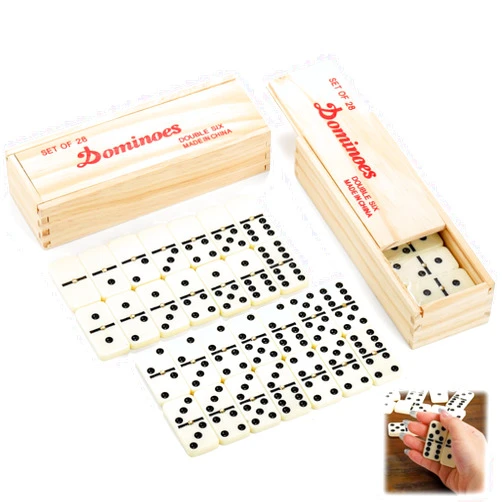 Noamus 56 PCS Dominoes Set for Adults, Professional Domino Tiles with Spinner, Double 6 in 2 Portable Wooden Case, 28 Tiles Domino Travel Set for Family Numbers Table Board Games, 2-8 Players