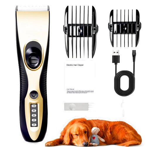 Veeconn Dog Clippers Grooming Kit - Large Pet Hair Clipper - Low Noise Dog Trimmer Cordless Quiet Pet Razor - Rechargeable Shaver for Dogs Thick Coats