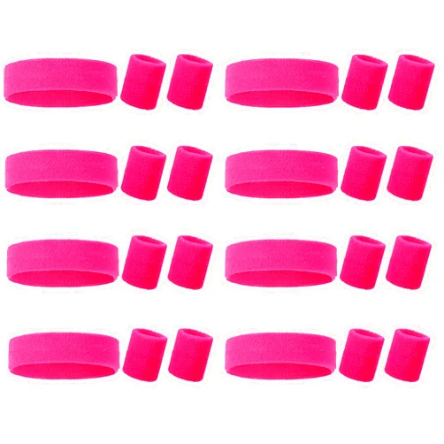 ZLXO NOVELTIES Bulk 80s Sweatband, Sports Headband and Wristbands, Sweat Bands 80s Neon Colors, 80s Party, Sweatbands for Women, Colorful Sweatband Set