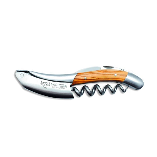 LAGUIOLE EN AUBRAC L Laguiole En Aubrac Sommelier Waiter's Corkscrew, Olivewood Handle, Wine Opener With Foil Cutter & Bottle Opener, Brushed Bolster