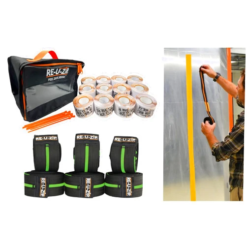 RE-U-ZIP® Heavy-Duty Reusable Dust Barrier Zipper | Pro Bundle | Patented Hook & Loop System | Cost-Effective & Reliable | Lockable Safety Feature