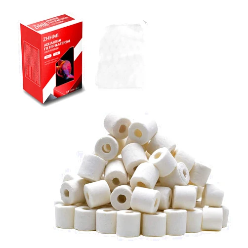 ZHHMl Aquarium Fitler Media Aquarium Bio Balls Filter Media, Pond Bio Filter Media with Attached mesh Bag 1.1 lbs (Filter Media Ceramic Rings)