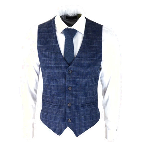 TruClothing.com Mens Waistcoat Classic Formal Tweed Slim Fit Suit Vest Party Wedding