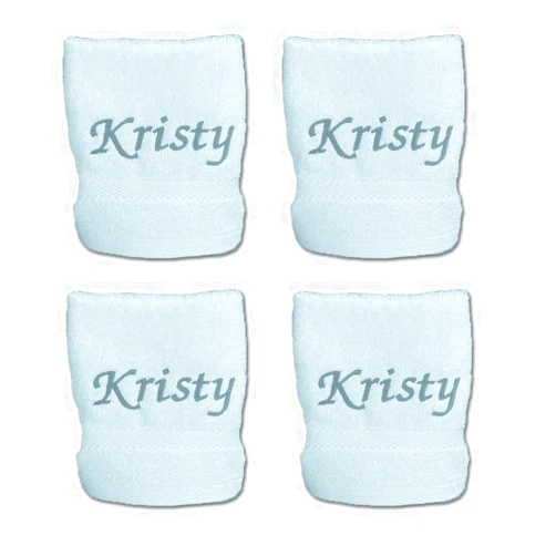 Liberty21 Custom Embroidered Washcloth towel set for body and face, Makeup. 100% Soft Cotton Reusable Cleansing cloths, Set of Four. (Light Blue)