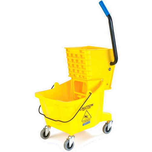 Carlisle FoodService Products Mop Bucket with Side-Press Wringer for Floor Cleaning, Restaurants, Offices, And Janitorial Use, Polyproylene, 26 Quarts, Yellow