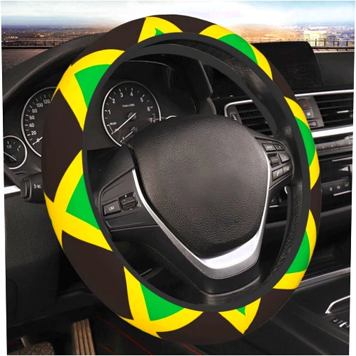 Mlanxi Jamaican Flag 15 Inch Universal Steering Wheel Covers, Cute Car Accessories for Women and Girls