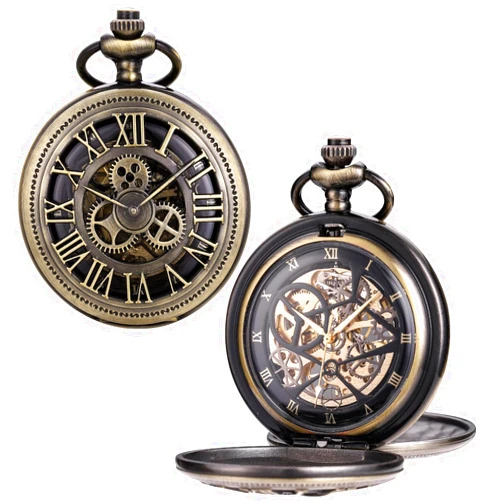 ManChDa Mechanical Pocket Watch for Men Vintage Pocket Watch with Chain Smooth Face