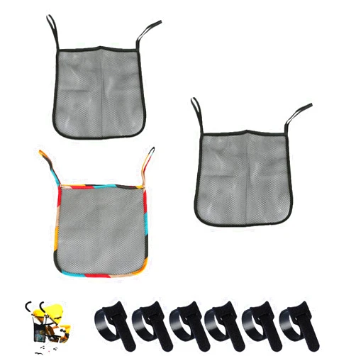 UtySty 3 Pack Stroller Sling Mesh Bag Back Hanging Extra Storage Organizer Handle Bar Attachment Net Pouch for Kids Wagon Pushchair Pram Car Seat Umbrella Water Bottle Diaper Bag Phone Snacks