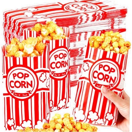 Sudaya 500pcs Paper Popcorn Bags for Party, 1 Oz Small Vintage Individual Servings Popcorn Container Pop Corn Bags Bulk for Popcorn Machine Accessories Supplies Movie Nights (500)