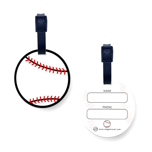 SetGo Sports Baseball Name Tag, ID Label for Gear Bag, Plastic Backpack Tag, Set of 2, Customized Tag – Great for Boys and Girls at School Kindergarten (Baseball)