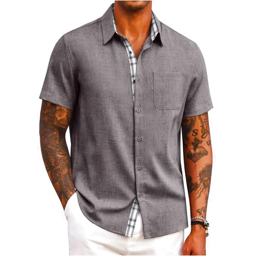 COOFANDY Men's Button Down Shirts Short Sleeve Casual Summer Beach Vacation Wedding Shirt with Pocket