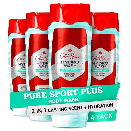 Old Spice Hydro Body Wash for Men, Pure Sport Plus Scent, Hardest Working Collection, 16.0 oz (Pack of 4)