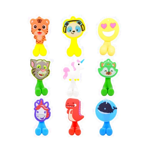 WhatRUeed Toothbrush Holder for Kids, Cute Animal Wall Mounted Toothbrush Holder with Suction Cup (9 Pack Animal Random)
