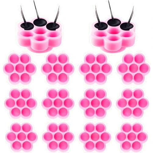 Maitys 200 Pieces Flower Shape Glue Cup Eyelash Extension Glue Holder Flower Eyelash Glue Cup Eyelash Glue Pallet Grafting Eyelash Glue Cup False Lash Glue Holder for Women Girls Eyelash Extension Supply
