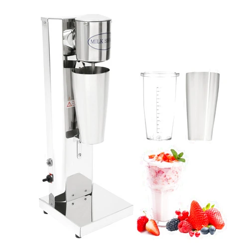 VPABES Electric Milkshake Maker Machine, Commercial Stainless Steel Milk Shake Machine with 2 Cups 650ml/Cup 110V 180W Drink Mixer Adjustable Speed Malt Maker Machine (1 Head)