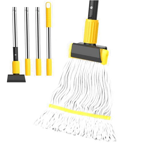 EZKEY Heavy Duty String Wet Mop for Floor Cleaning, Commercial Industrial Cotton Mops with Stainless Steel Long Handle for Home, Kitchen, Bathroom, Garage