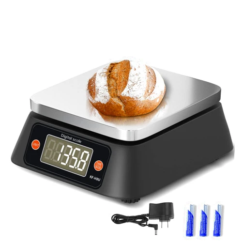 Yoncon Kitchen Scales Digital Weight Grams and Ounces, YONCON KF-H8U Food Scale for Bakers, Candle and Soap Making, Baking Scale with Stainless Steel Large Platform, 22lb, 3*AA Batteries and AC Power Adapter