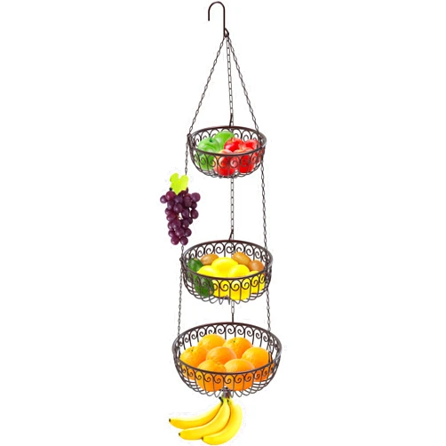 Simple Houseware 3-Tier Fruit Hanging Basket, Bronze