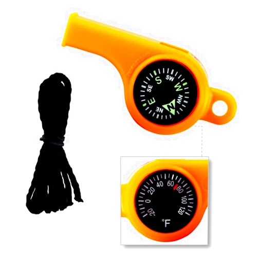 Sun Company TripleWhistle - 3-in-1 Survival Whistle | Compass, Dial Thermometer, Whistle Combo
