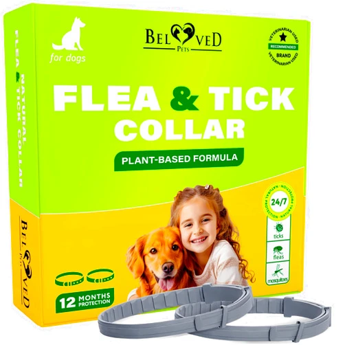 Beloved Pets Natural Flea & Tick Collar for Dogs - 6 Months Control of Best Prevention & Safe Treatment - Anti Fleas and Ticks Essential Oil Repellent (1 Pack, 2 Count)