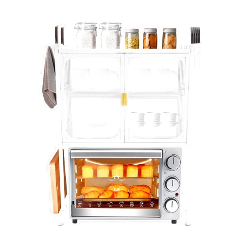SAHUANIYE Kitchen Storage Rack, 3-Tier Metal Dish Rack, Over The Sink Dish Drainer Drying Rack, Table Standing Microwave Oven Shelf w/ Feet Adjustable, Home Storing Organizer Unit for Kitchen Utensils (White)