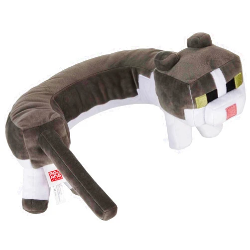 Mattel Minecraft Purring Sounds Neck Pillow, Cat Plush Toy with Sound for Travel, Comfort & Play