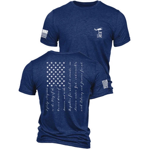 Nine Line Pledge of Allegiance Shirt, Patriotic T-Shirts for Men, American Flag Military T Shirt, Freedom USA Veteran Apparel