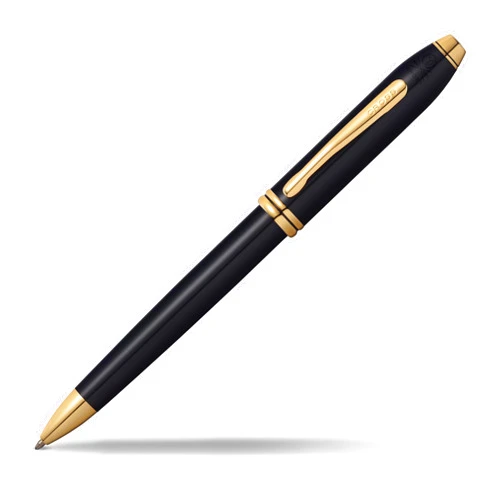 Cross Townsend Refillable Ballpoint Pen Presented in a Luxury Gift Box - Medium Point, Black Ink, Black & Gold